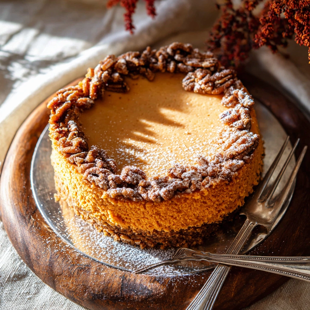 Creamy Pumpkin Cheesecake with Gingersnap Crust