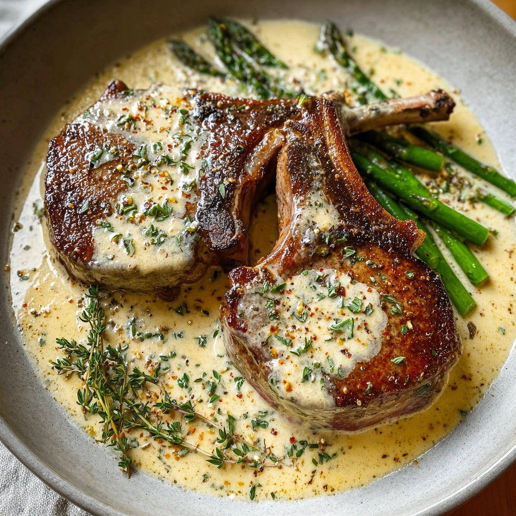 Tender Lamb Chops in Creamy Garlic Sauce