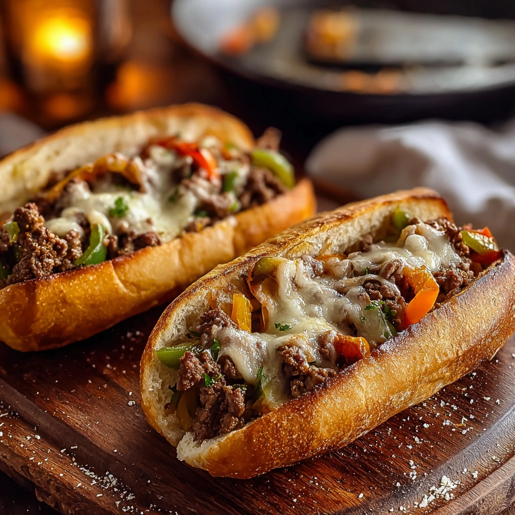 Homestyle Ground Beef Philly Cheesesteaks: Quick & Cheesy