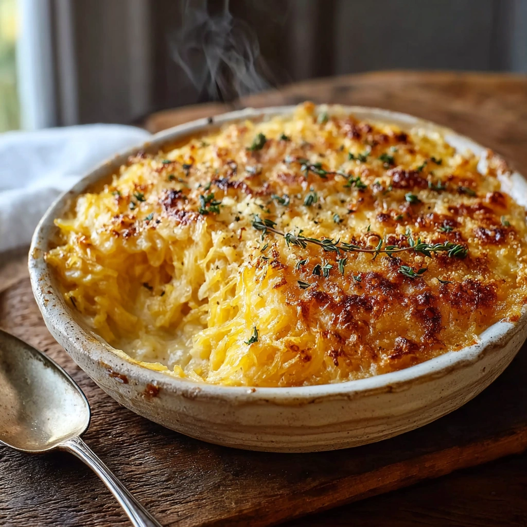 Creamy Cheesy Spaghetti Squash Au Gratin Bake