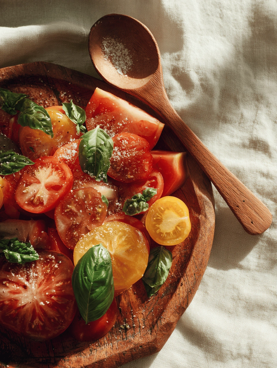 Simple Fresh Tomato Salad Recipe with Basil & Feta