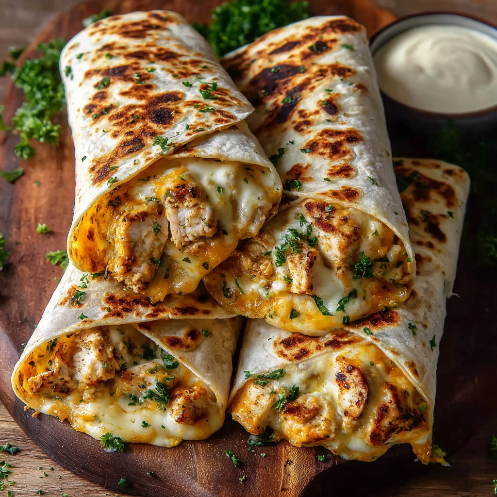 Quick Cheesy Garlic Chicken Wraps