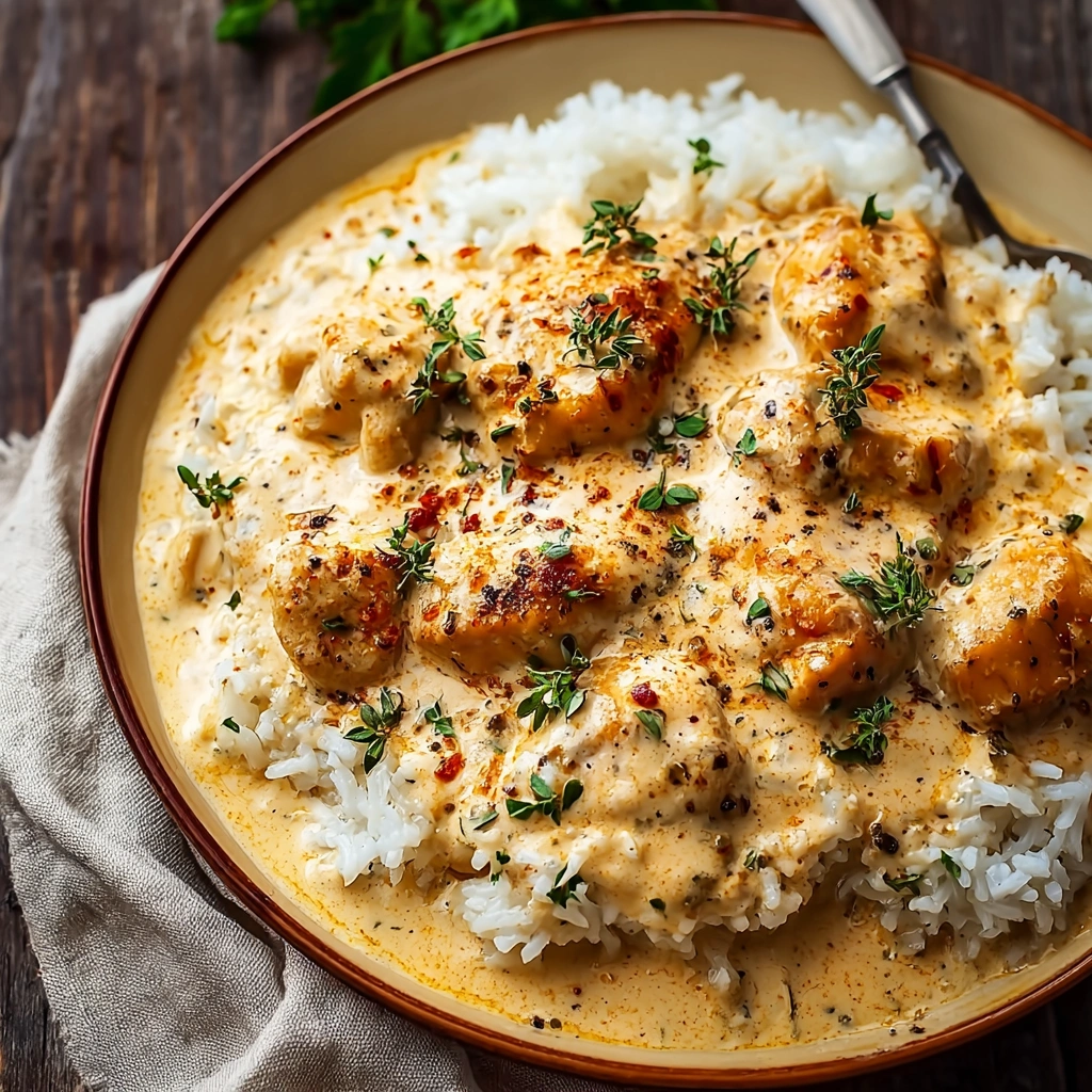 Homestyle Creamy Smothered Chicken and Rice
