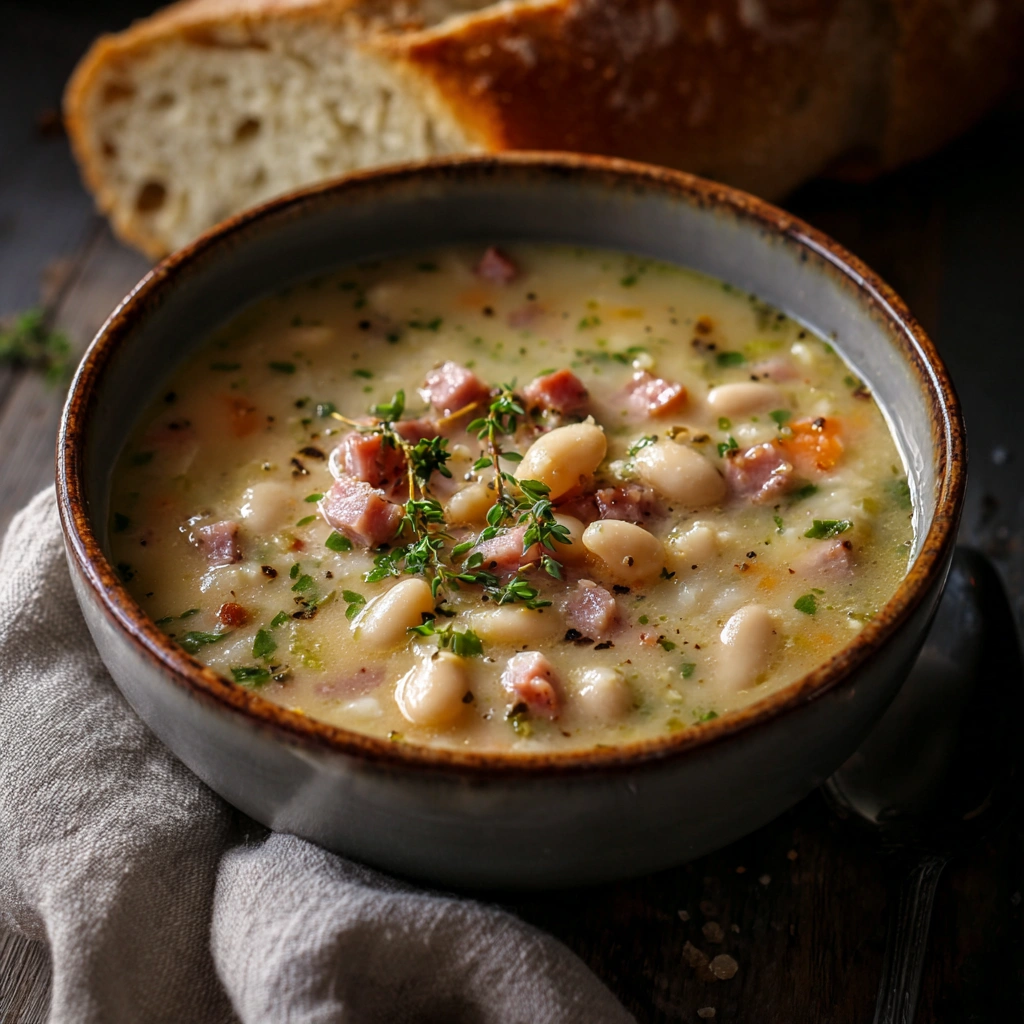 Rustic White Bean Soup with Turkey Ham
