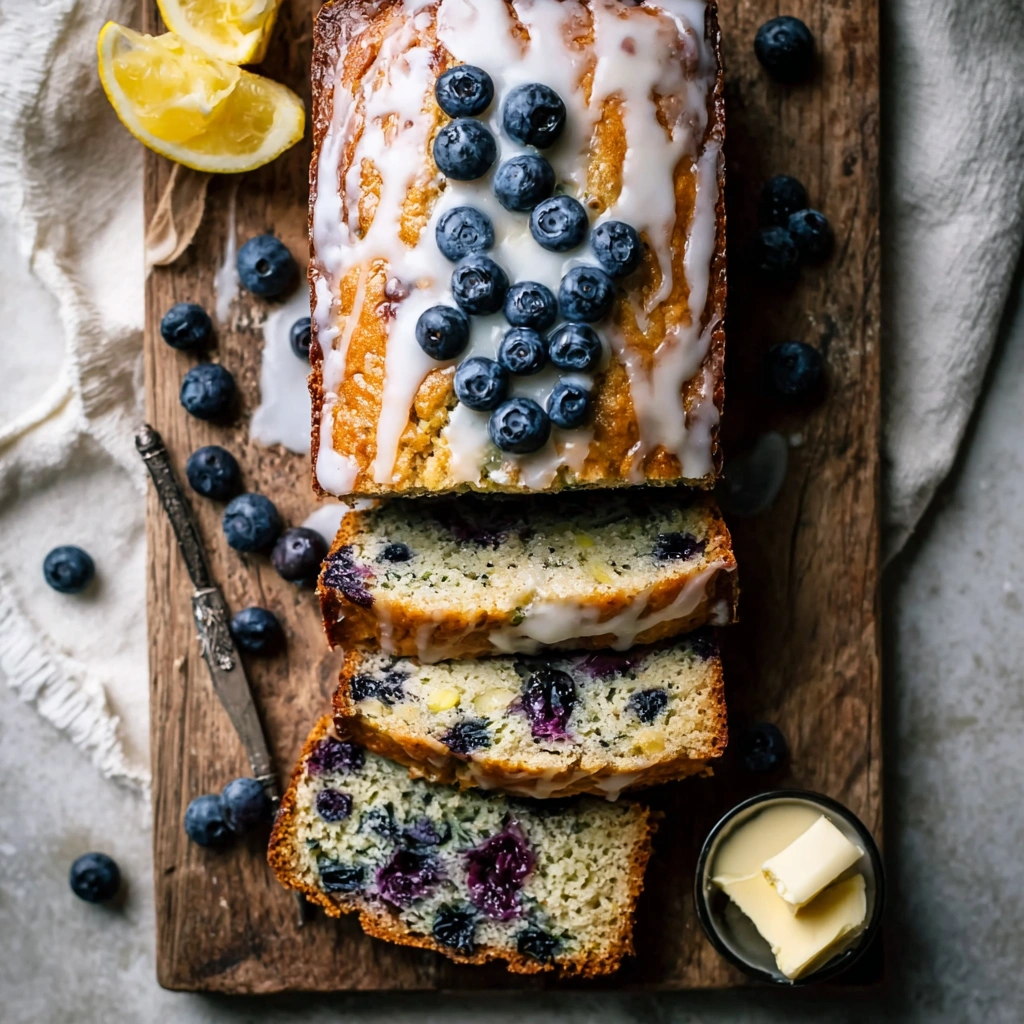 Moist Blueberry Zucchini Bread with Tangy Lemon Glaze