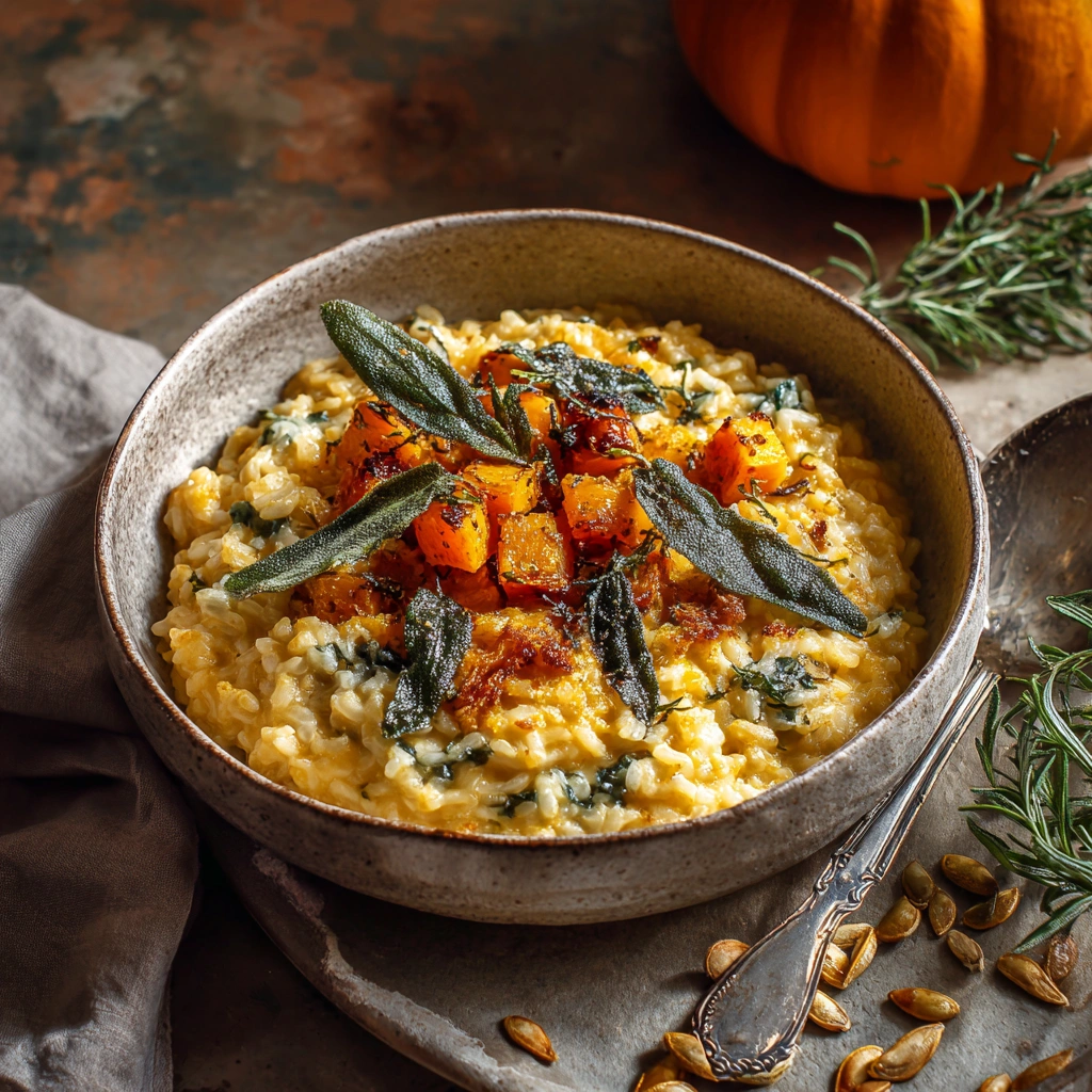 Creamy Roasted Butternut Squash Risotto, Sage