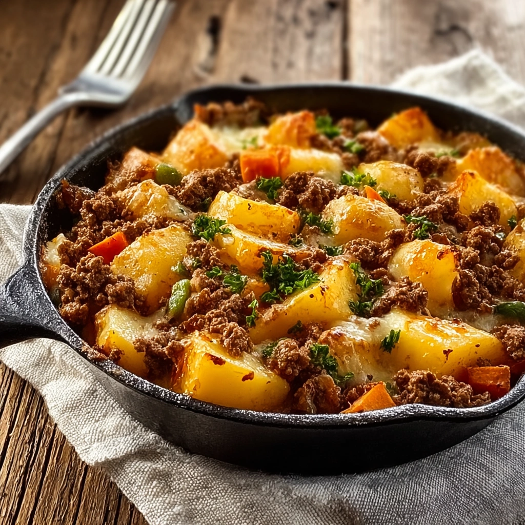 Hearty Hobo Casserole with Ground Beef & Potatoes