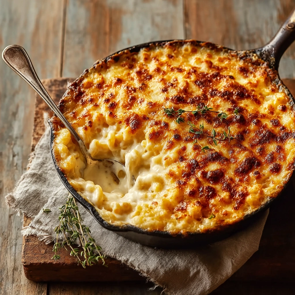 Golden Baked Mac and Cheese with a Crunchy Topping
