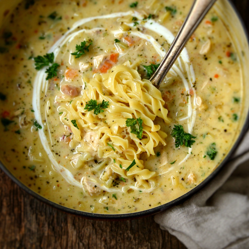 Creamy Crack Chicken Noodle Soup for Soulful Comfort