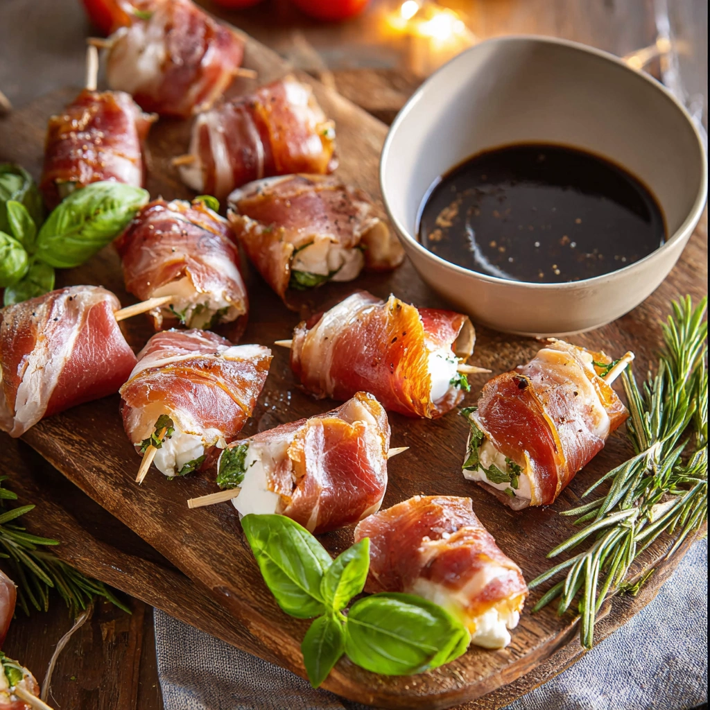 Crispy Prosciutto Wrapped Mozzarella Bites