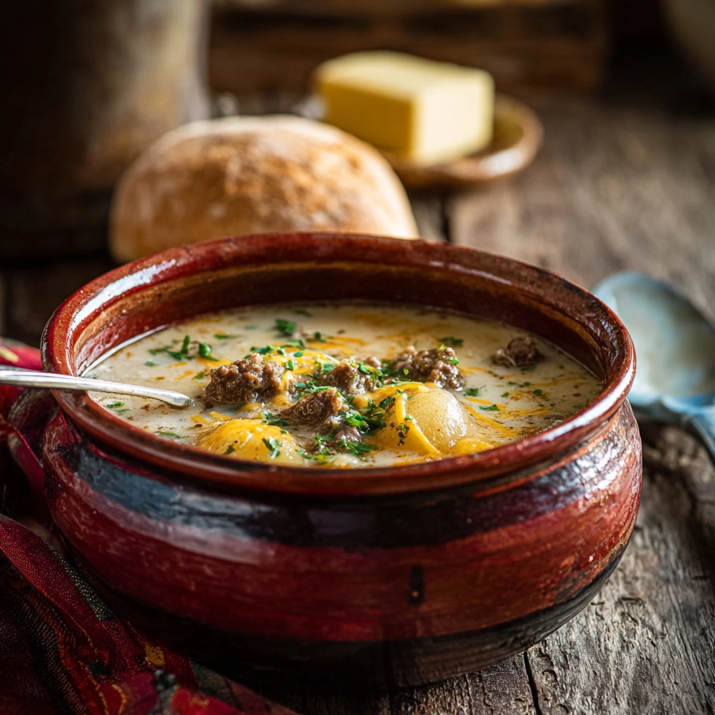 Hearty Cheesy Beef & Potato Soup: A Family Favorite