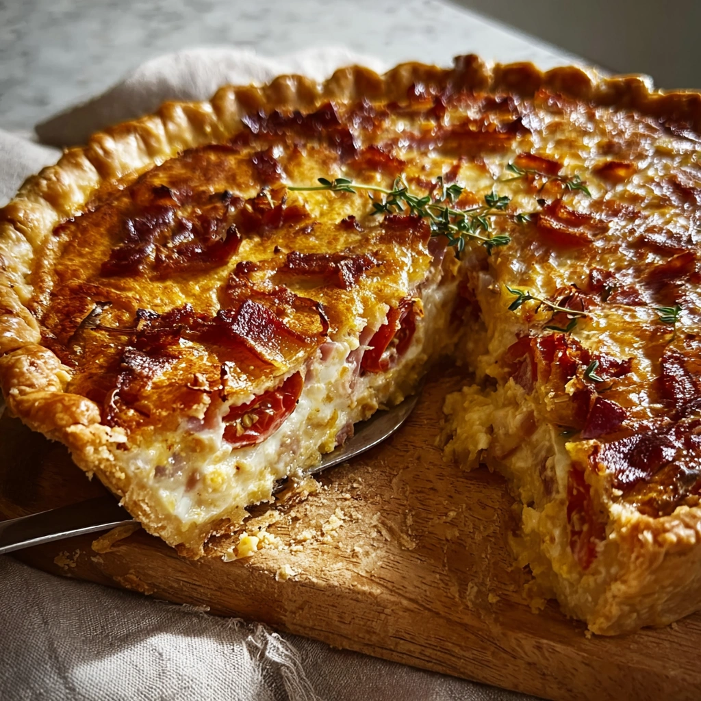 Homestyle Turkey Ham Onion Tomato Pie: Savory & Simple