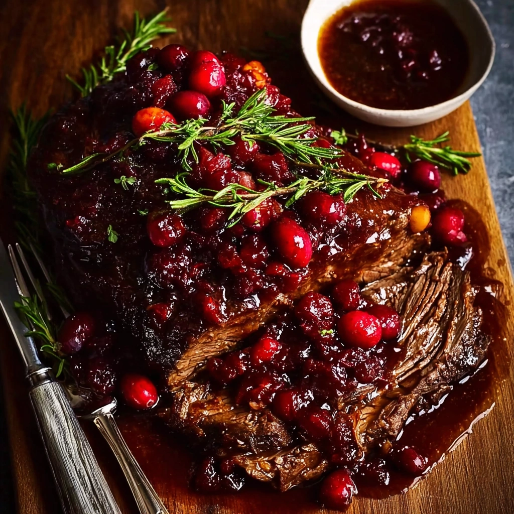 Tender Braised Beef Roast with Tangy Cranberry Glaze