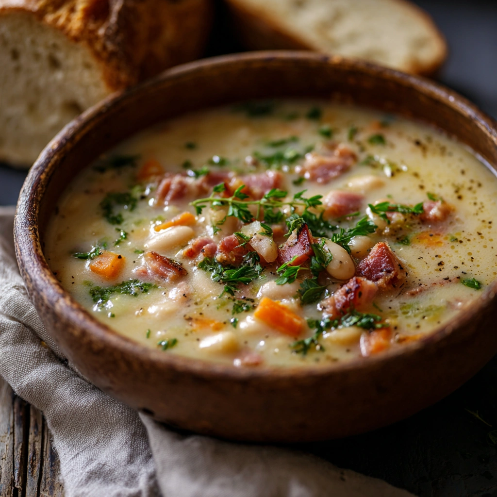 Rustic White Bean Soup with Turkey Ham