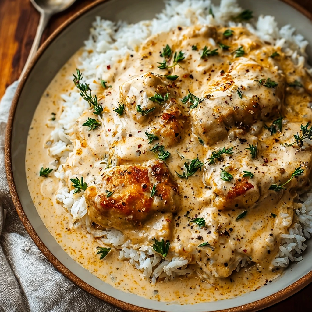 Homestyle Creamy Smothered Chicken and Rice