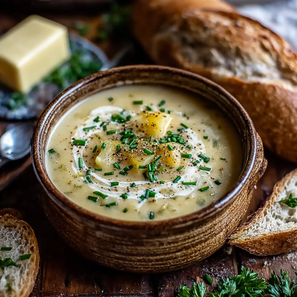 Creamy Cheddar Garlic Herb Potato Soup
