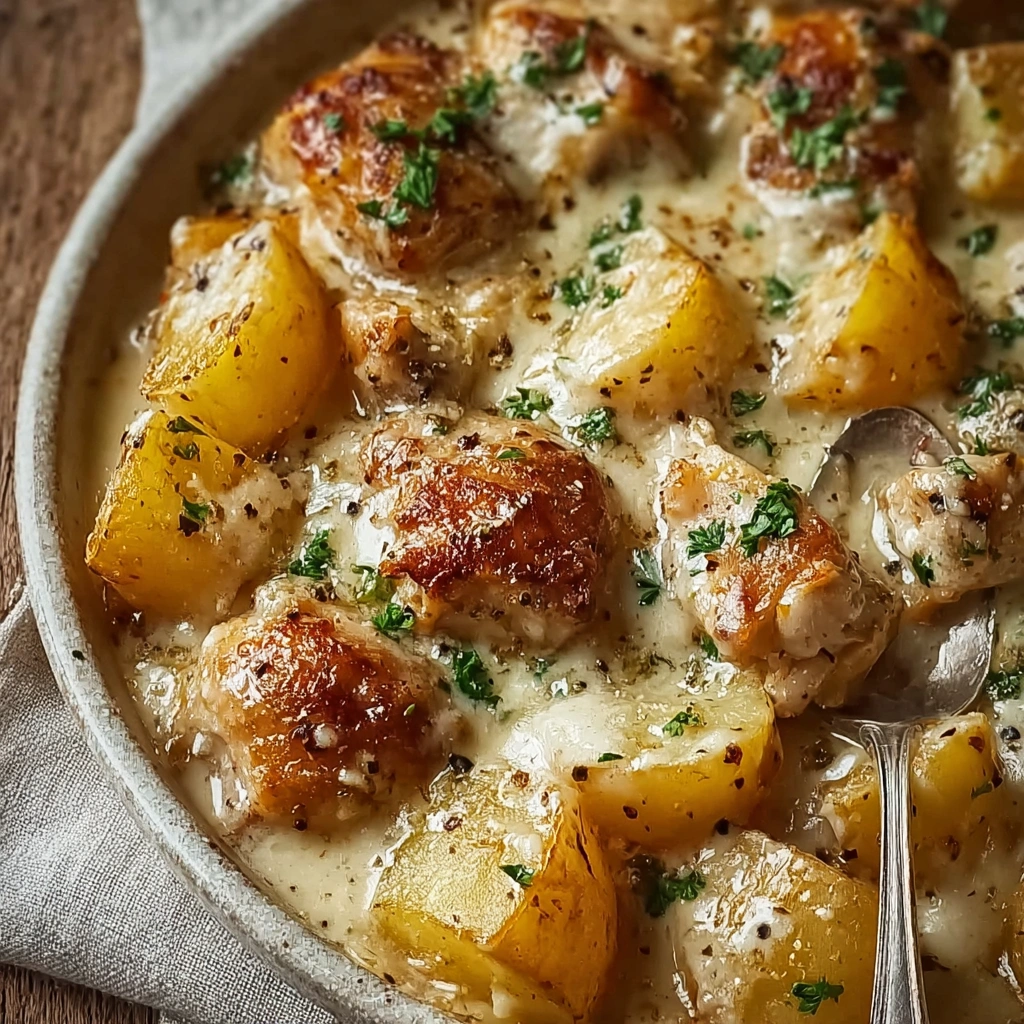 Hearty Garlic Parmesan Chicken & Potatoes Crockpot