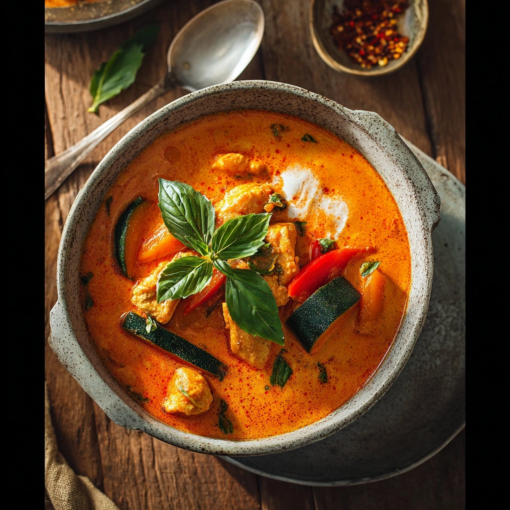 Spicy Red Thai Curry with Chicken and Kabocha Squash