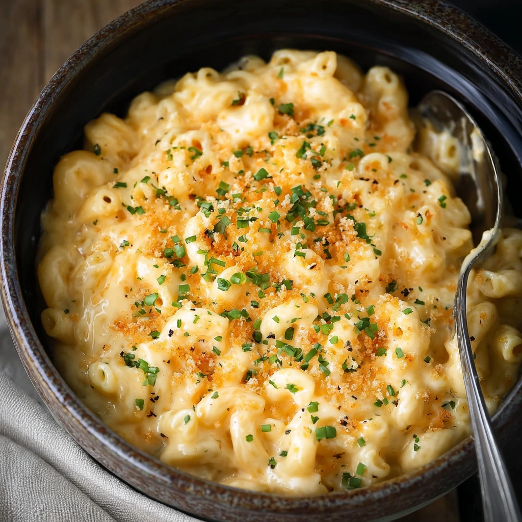 Creamy Slow Cooker Four Cheese Mac and Cheese
