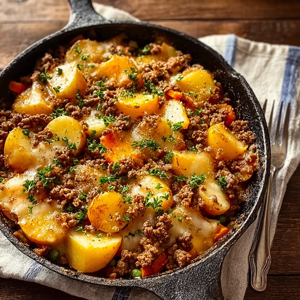 Hearty Hobo Casserole with Ground Beef & Potatoes