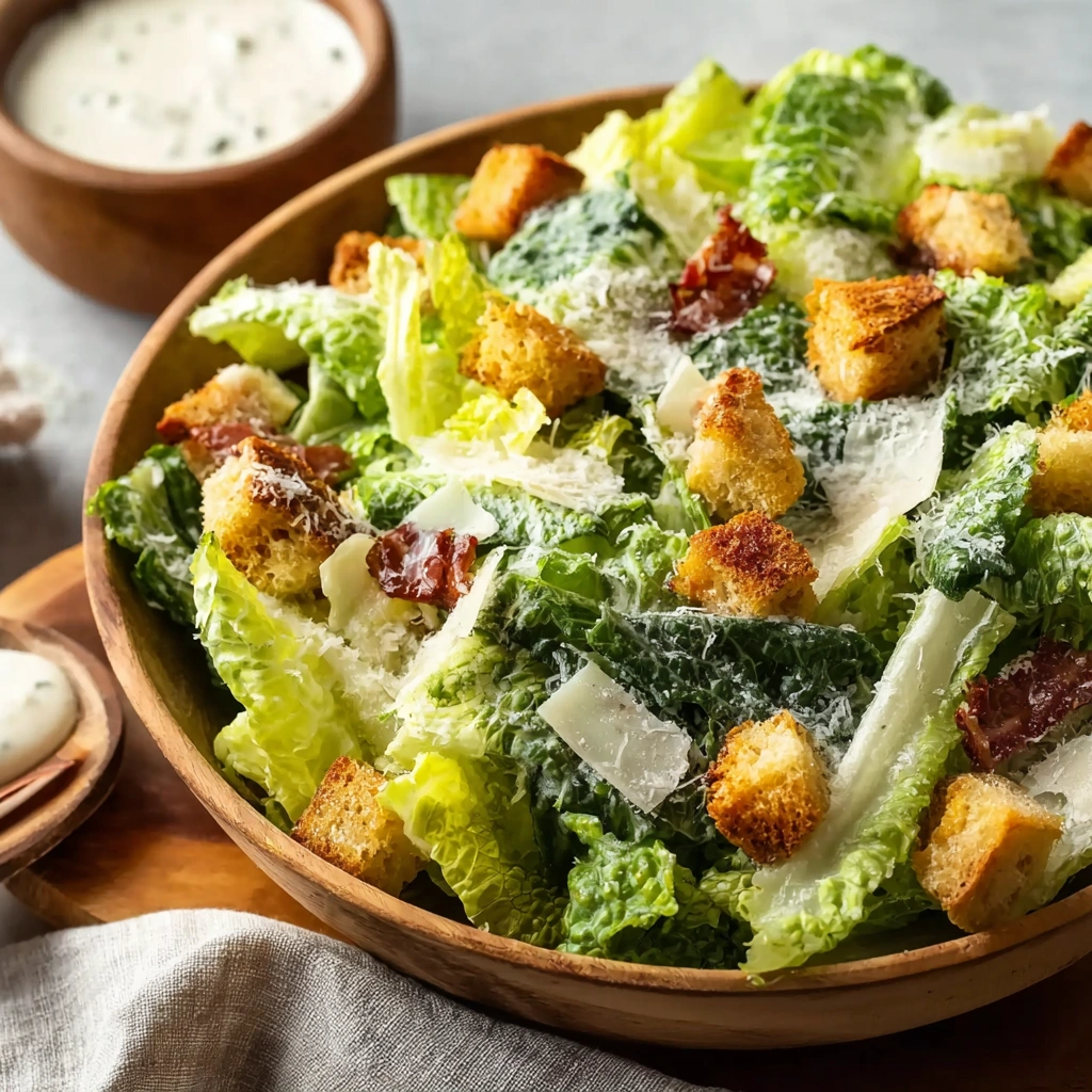 Fresh Homemade Caesar Salad Dressing & Crispy Romaine
