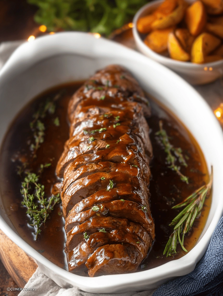 Slow Cooker Lamb Tenderloin with Honey Balsamic Glaze