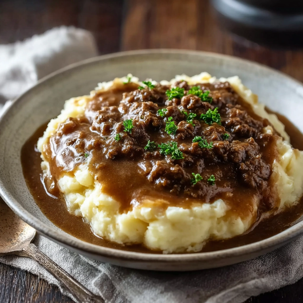 Hearty Hamburger Gravy and Mashed Potatoes
