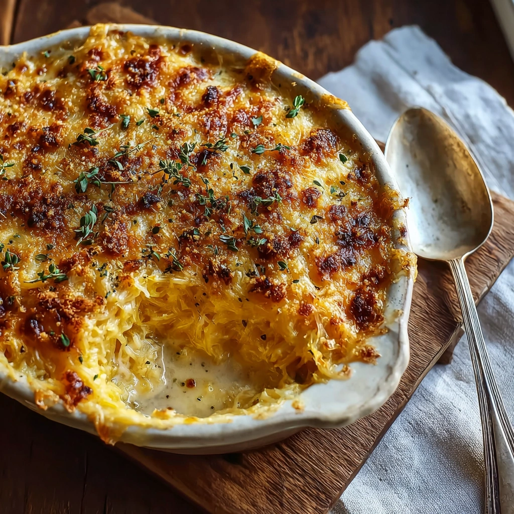 Creamy Cheesy Spaghetti Squash Au Gratin Bake