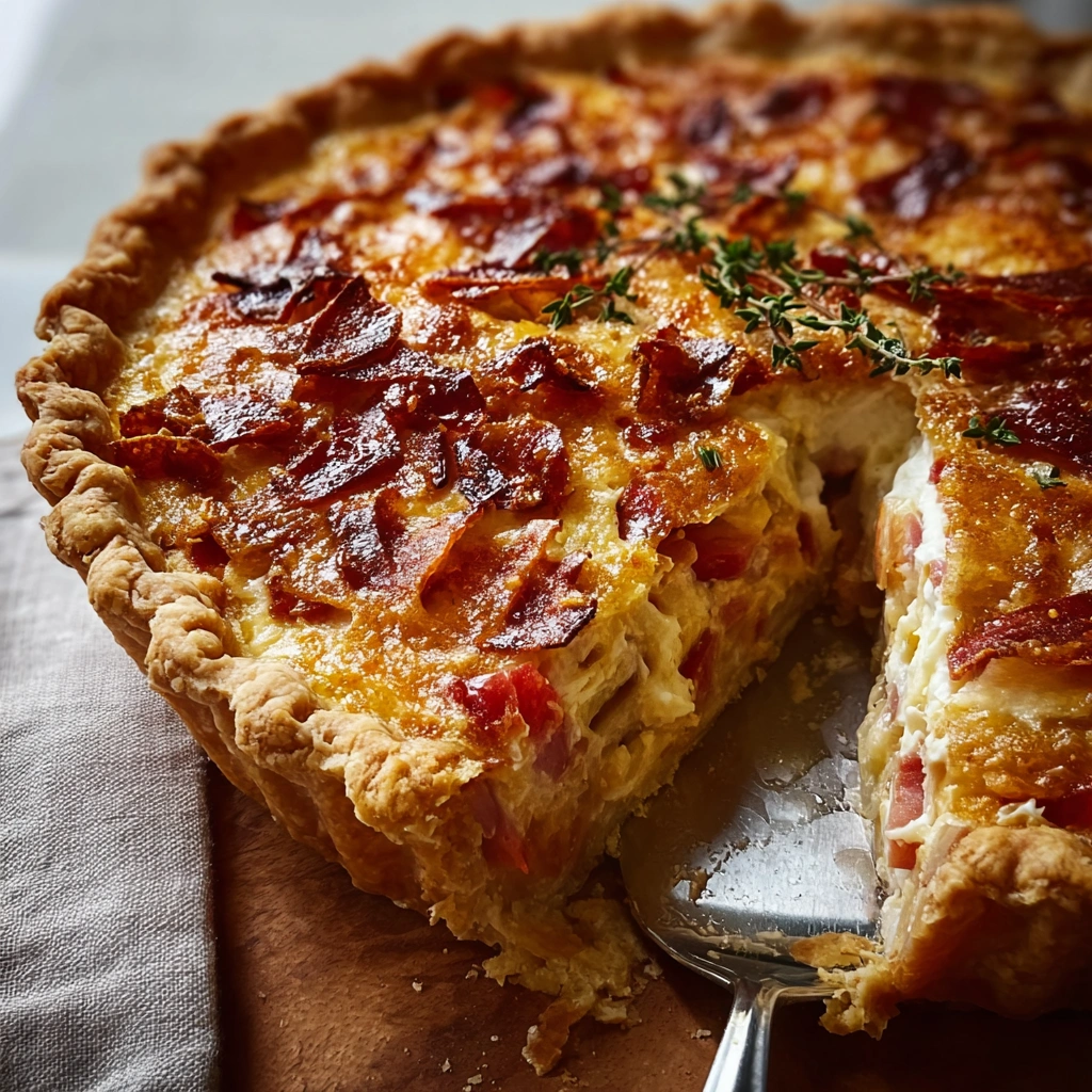Homestyle Turkey Ham Onion Tomato Pie: Savory & Simple