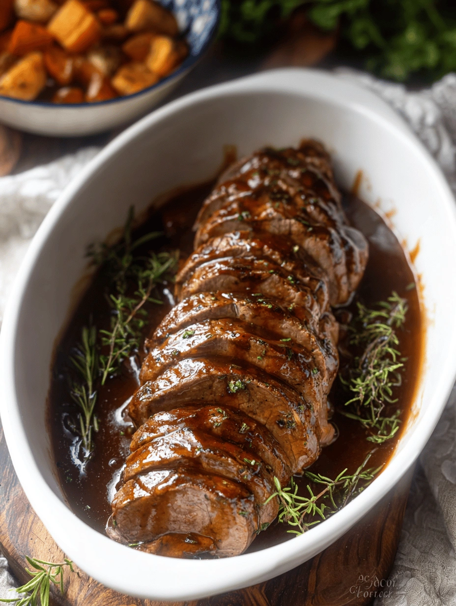 Slow Cooker Lamb Tenderloin with Honey Balsamic Glaze