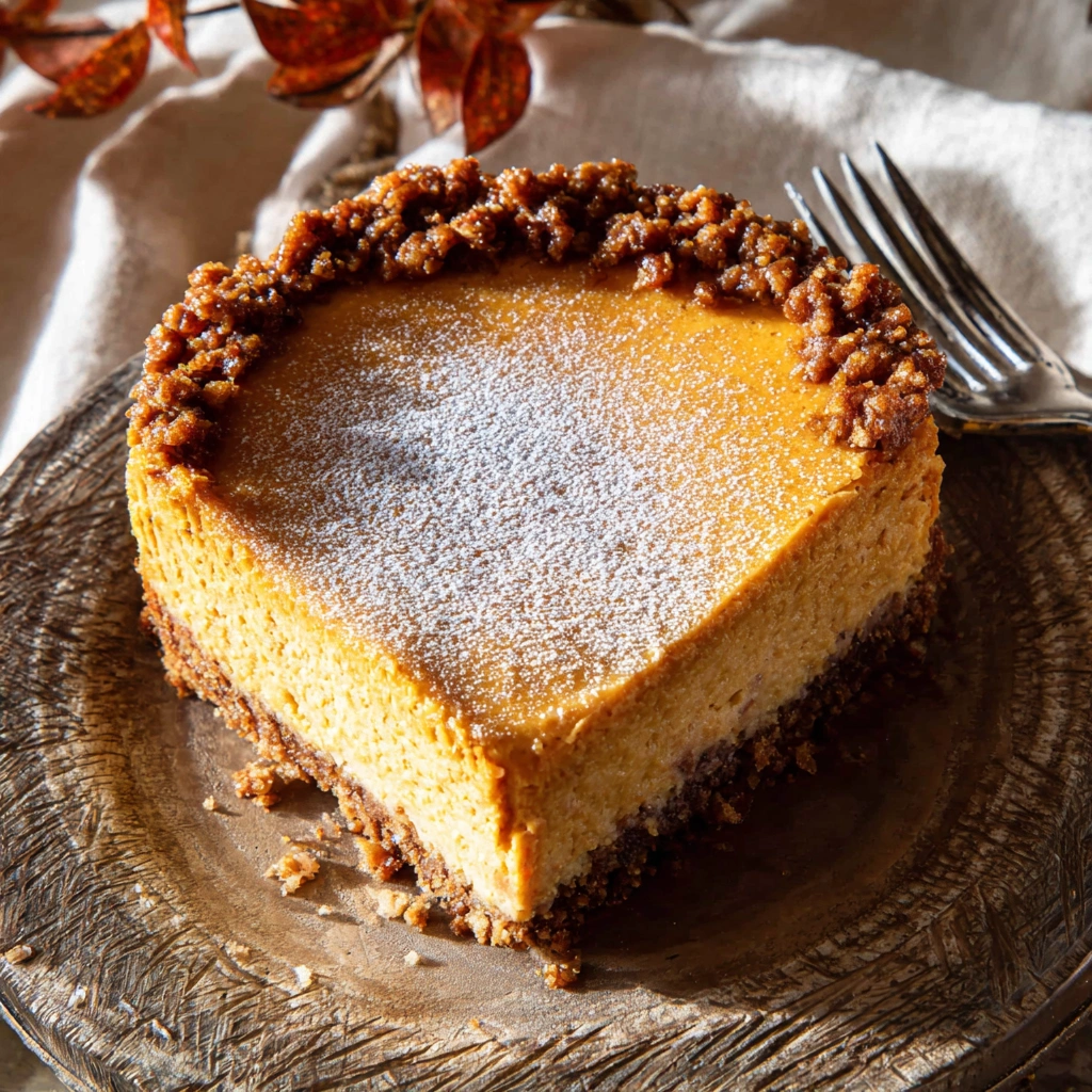 Creamy Pumpkin Cheesecake with Gingersnap Crust