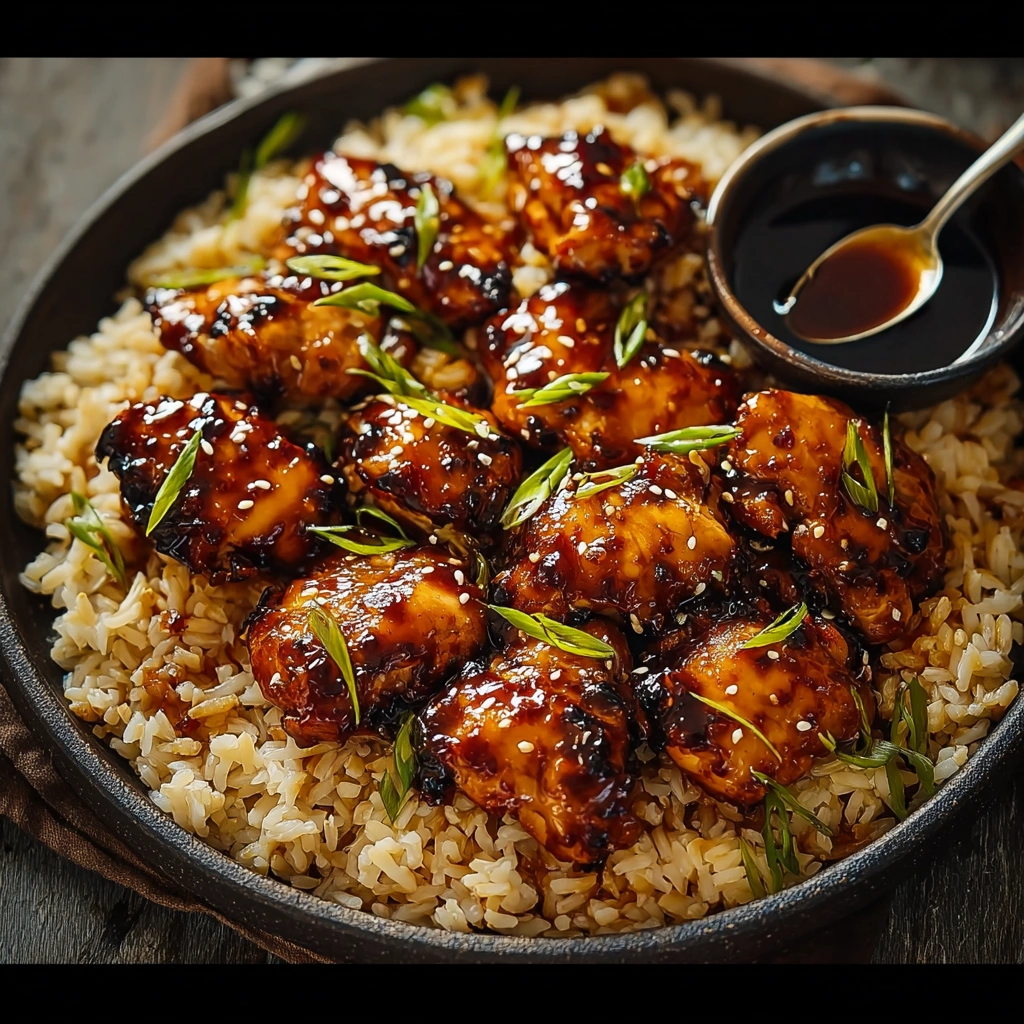 Tangy Honey BBQ Chicken Rice Skillet
