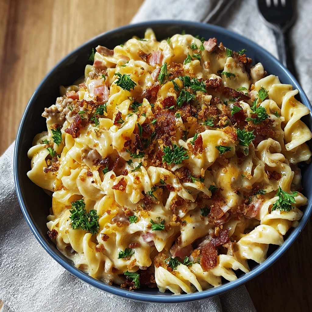 Loaded Turkey Ham Cheeseburger Pasta: Skillet Comfort