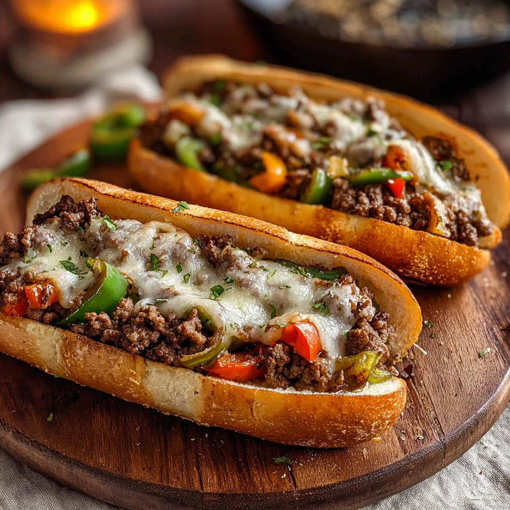 Homestyle Ground Beef Philly Cheesesteaks: Quick & Cheesy