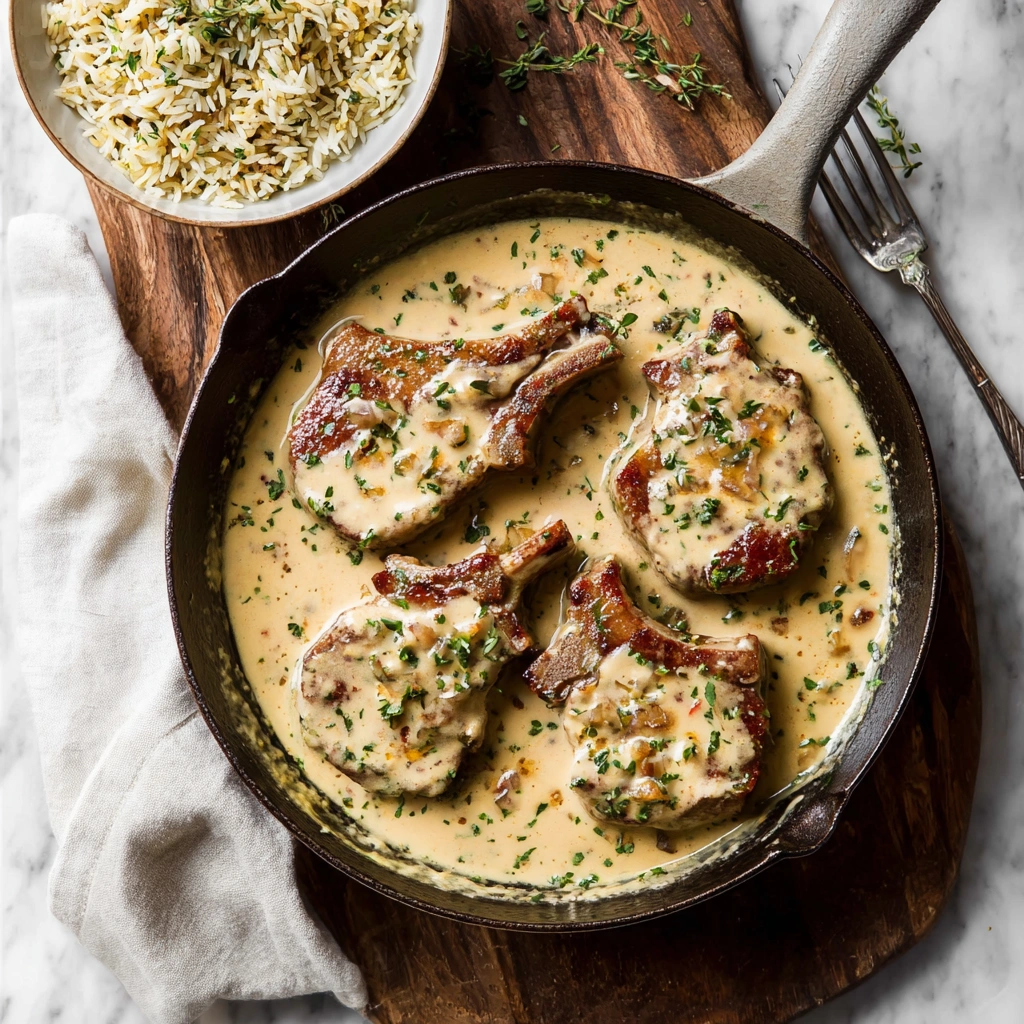 Creamy Turkey Ham Lamb Chops Dinner