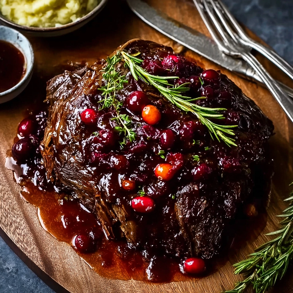 Tender Braised Beef Roast with Tangy Cranberry Glaze
