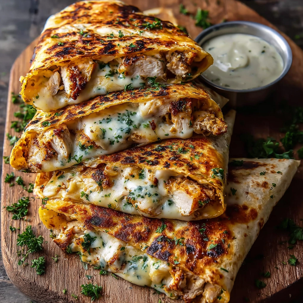 Quick Cheesy Garlic Chicken Wraps