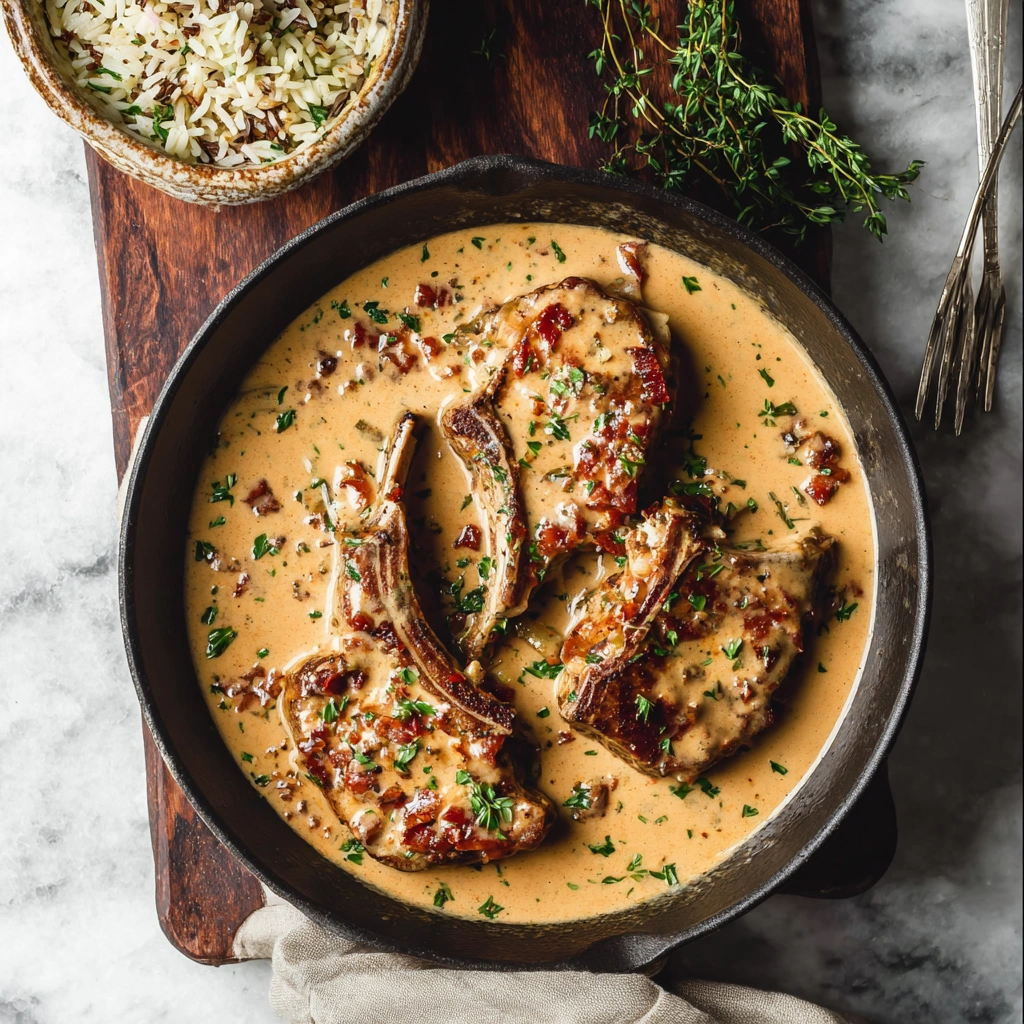 Creamy Turkey Ham Lamb Chops Dinner