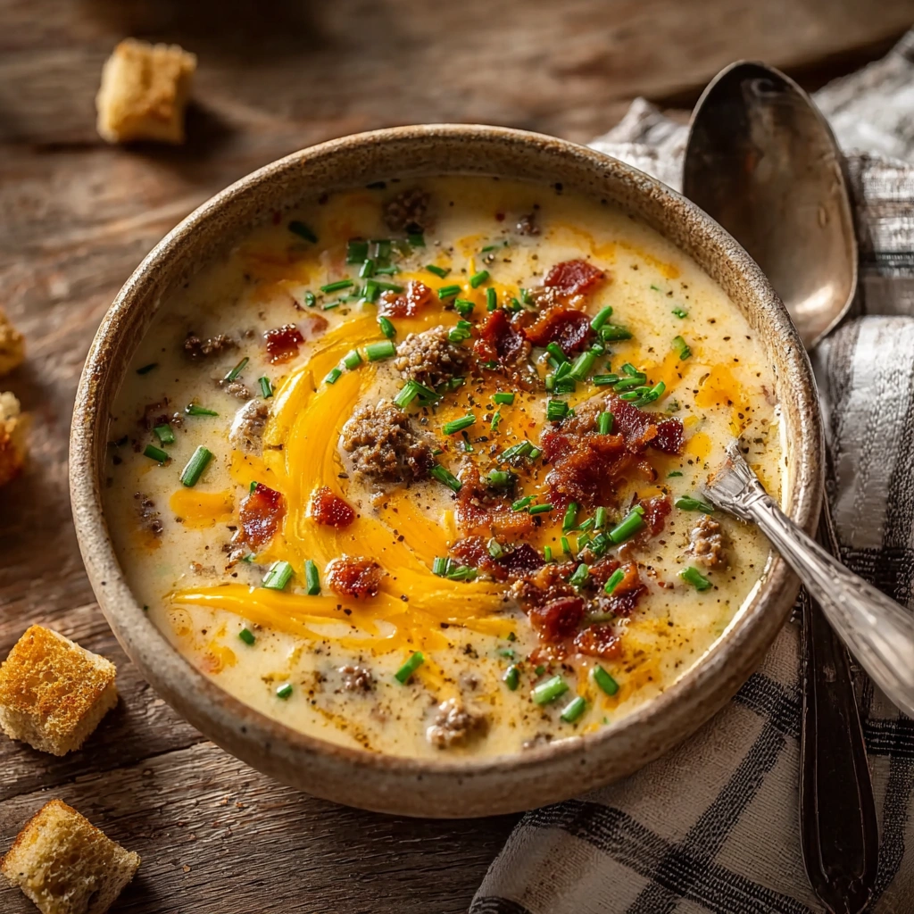Hearty Loaded Cheeseburger Soup: A Dinner Favorite