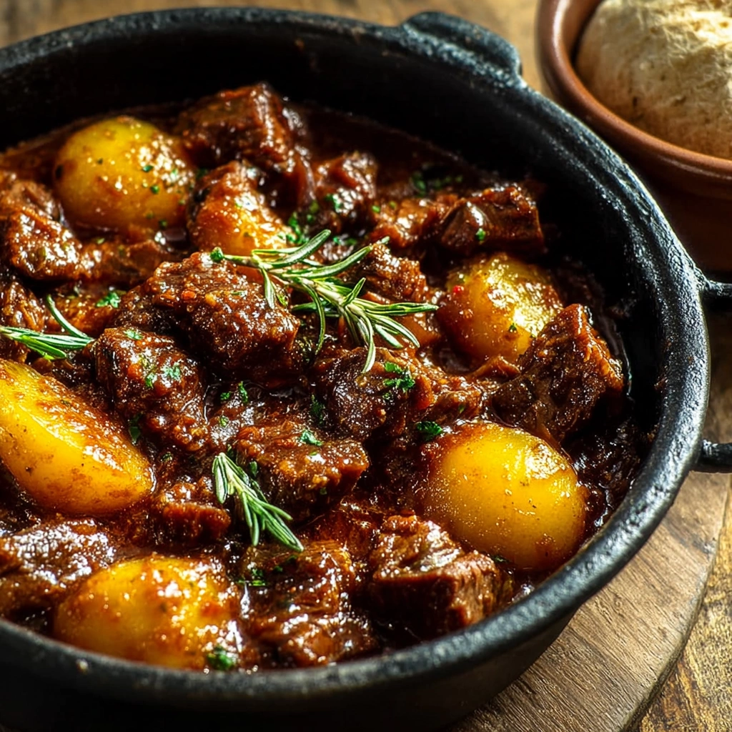 Slow Cooker Garlic Beef with Potatoes: Tender & Savory