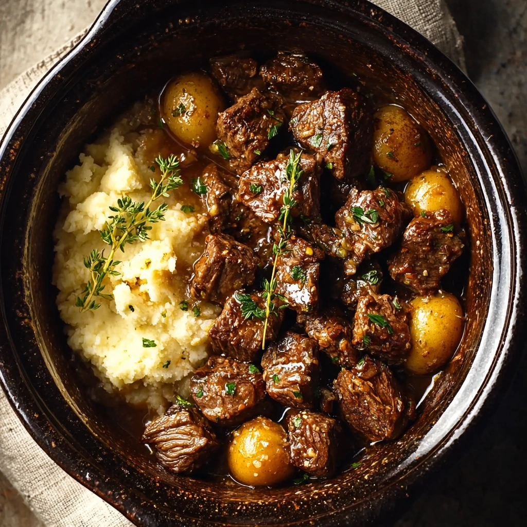 Tender Garlic Butter Beef Bites with Potatoes