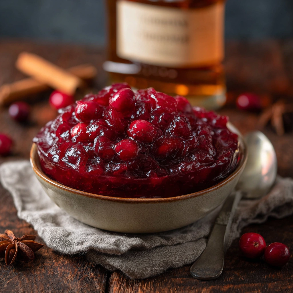 Tangy Honey Cranberry Sauce with Non-Alcoholic Bourbon