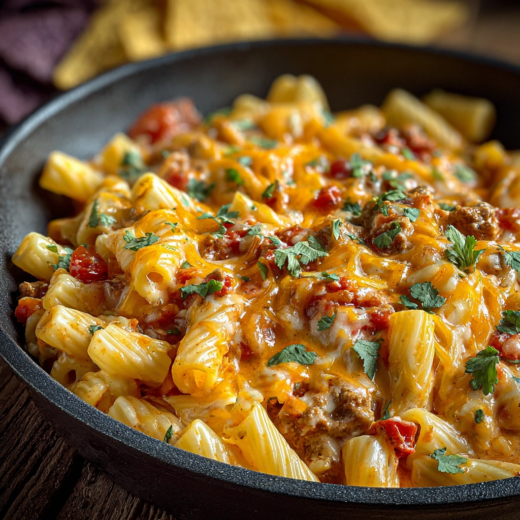 Cheesy Rotel Pasta Fiesta: Quick & Zesty Skillet Meal