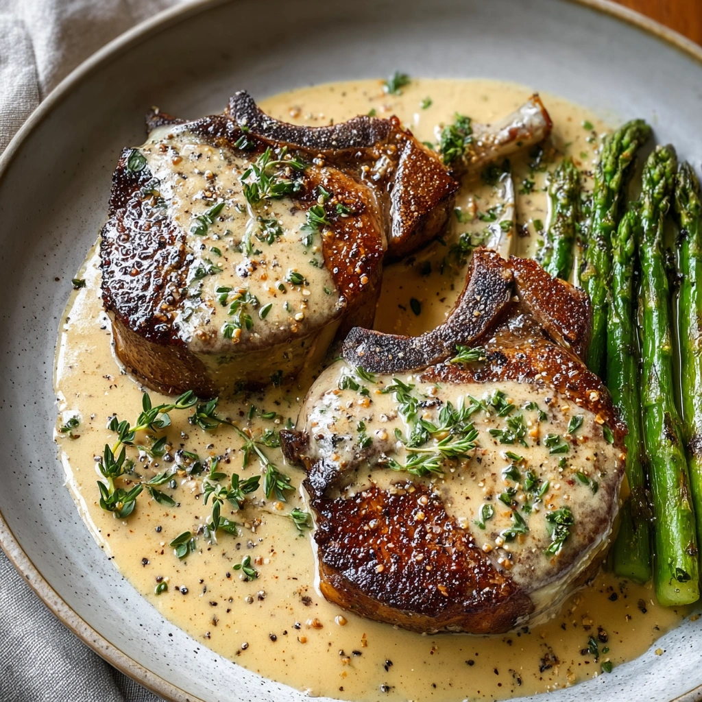 Tender Lamb Chops in Creamy Garlic Sauce