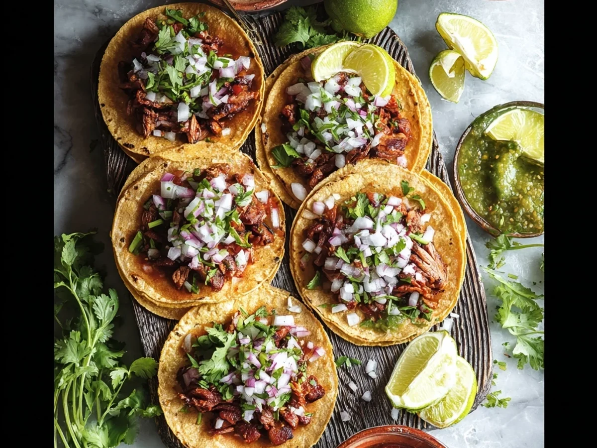Authentic Mexican Street Tacos: Carnitas & Fresh Toppings - Image 1