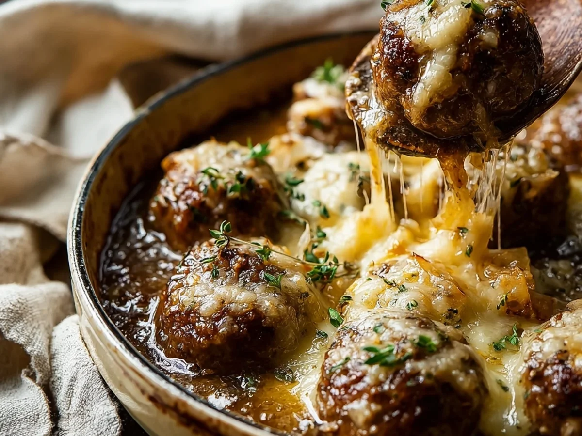 Cheesy French Onion Meatballs: A Hearty Dinner - Image 1