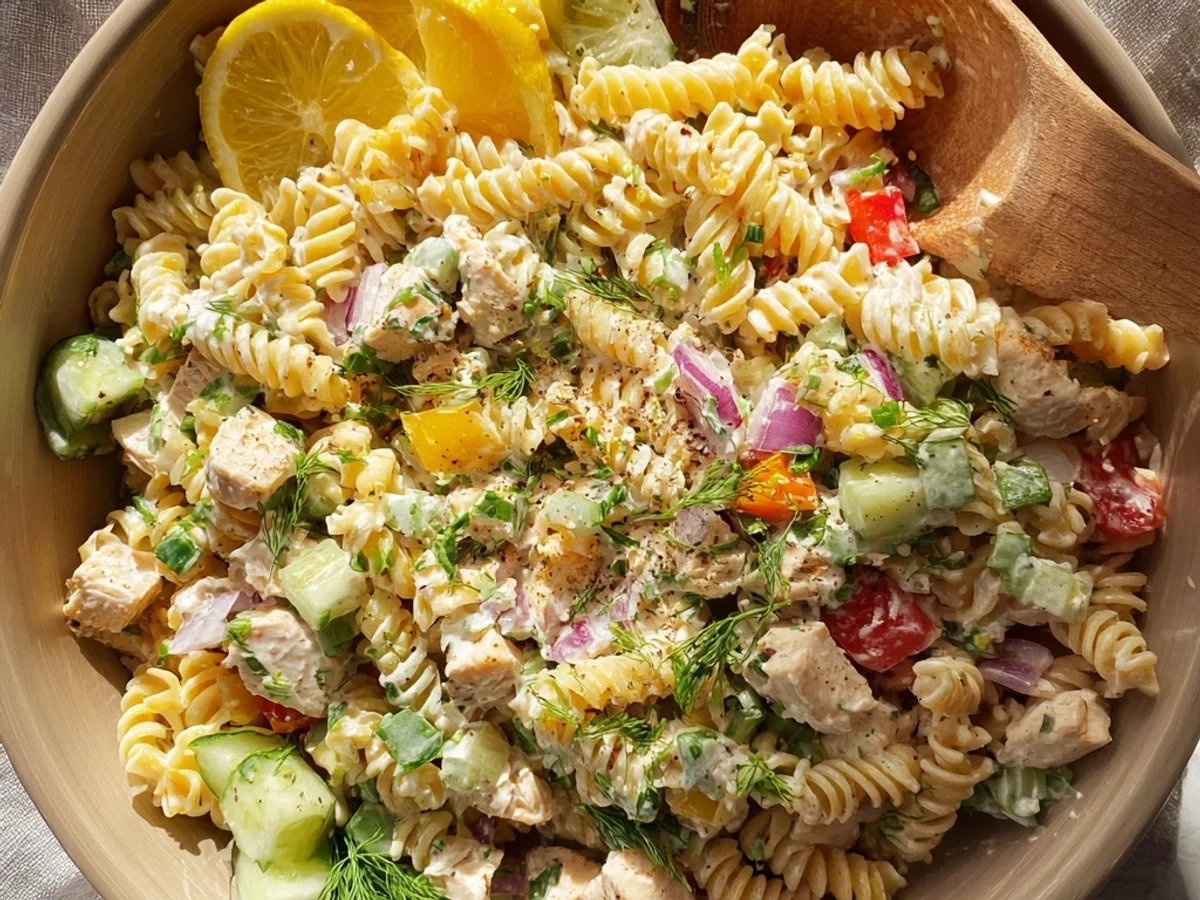 Chicken Pasta Salad Lemon Herb Dressing: Zesty & Light - Image 1
