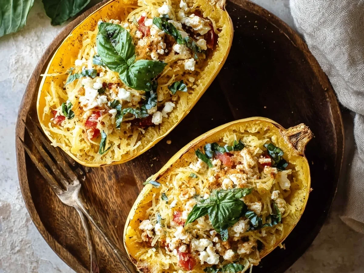 Creamy Baked Feta Spaghetti Squash Recipe with Tomatoes - Image 1