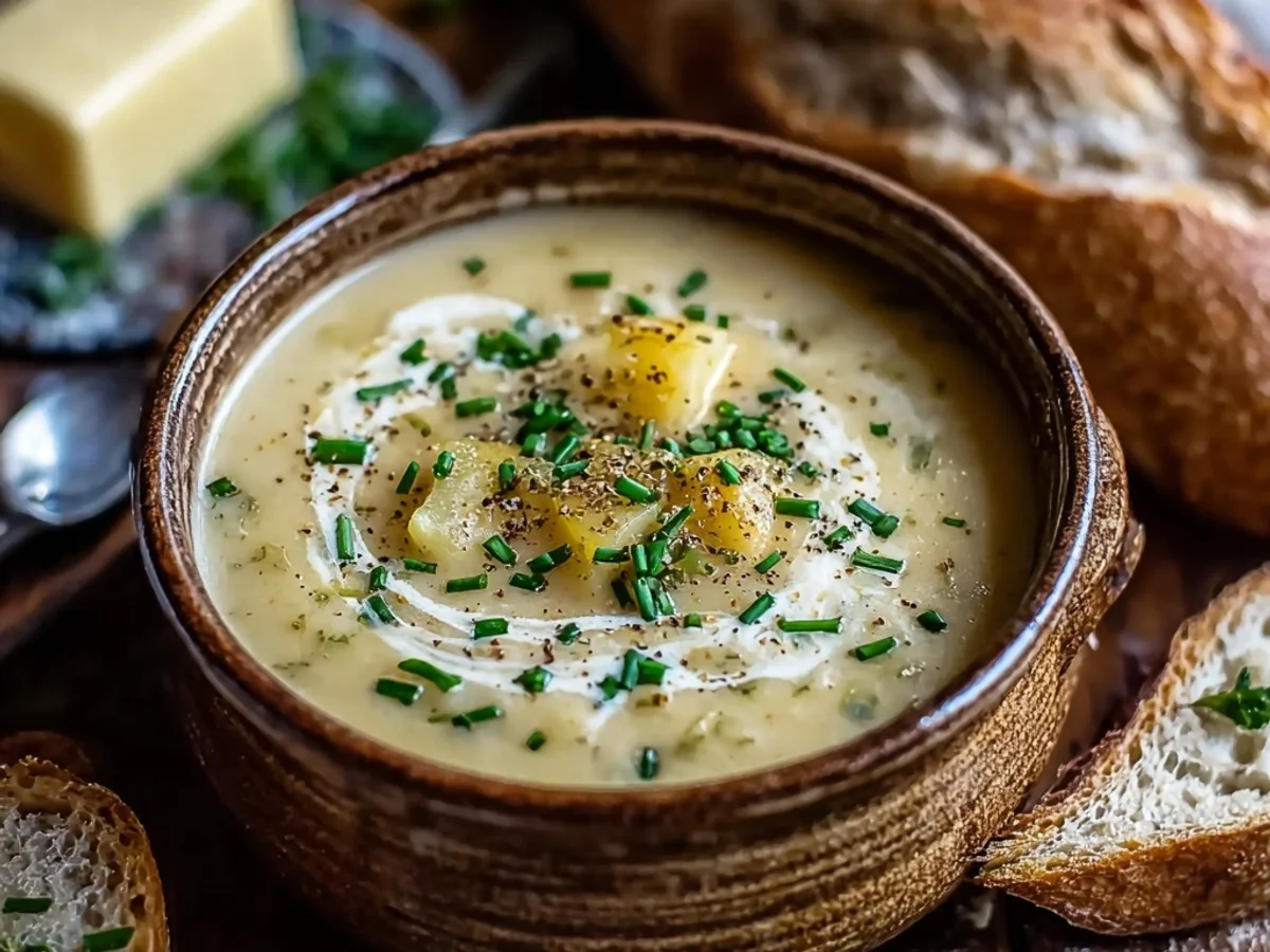 Creamy Cheddar Garlic Herb Potato Soup - Image 1