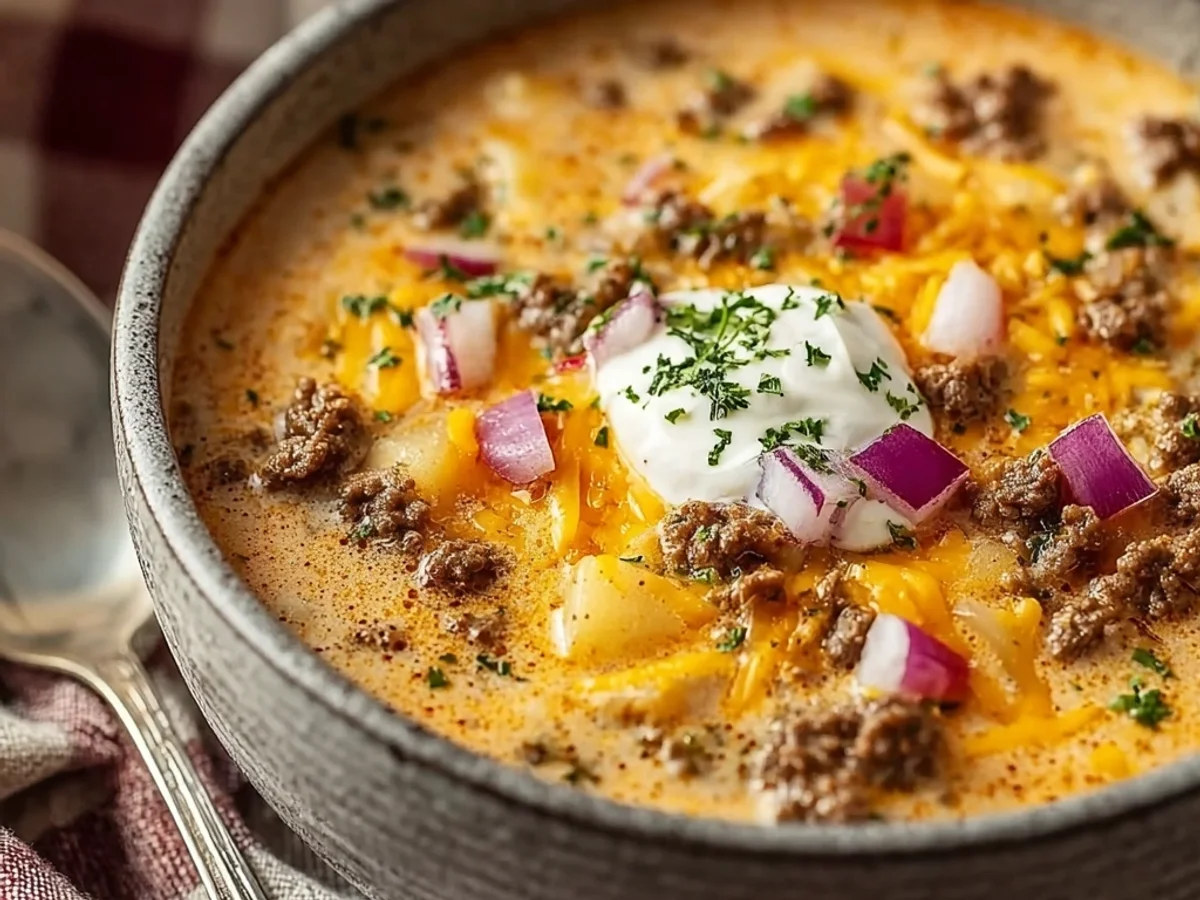 Creamy Cheeseburger Soup: A Hearty Dinner Embrace - Image 1